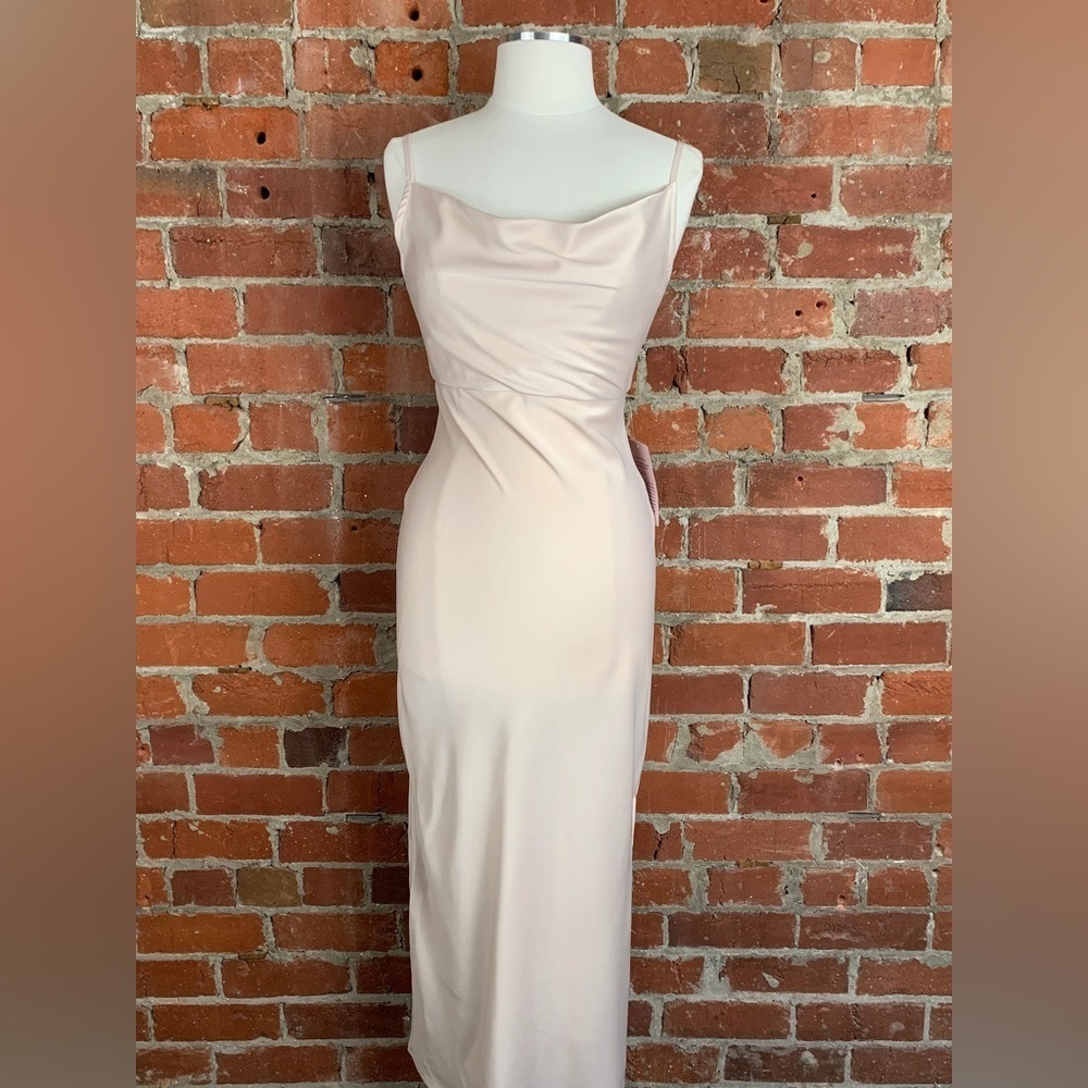 NWT BHLDN Anthropologie Cali Satin Cowl Neck Oyster Wedding Dress - Picture 7 of 9